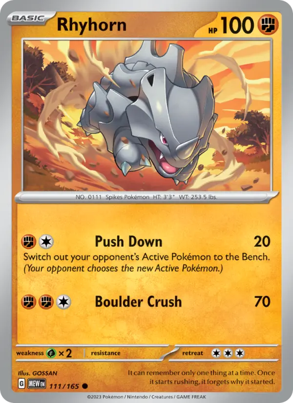 Rhyhorn - 151 Pokemon Card