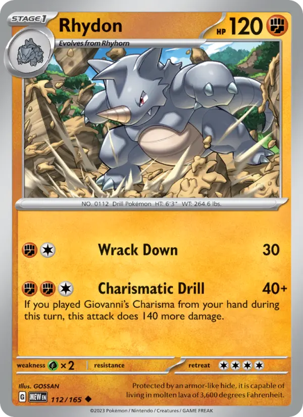 Rhydon - 151 Pokemon Card
