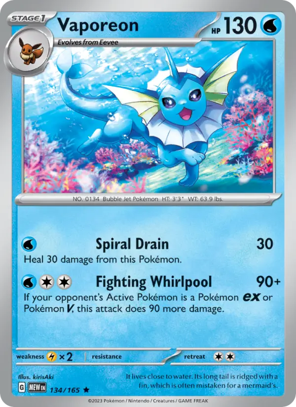 Vaporeon - 151 Pokemon Card