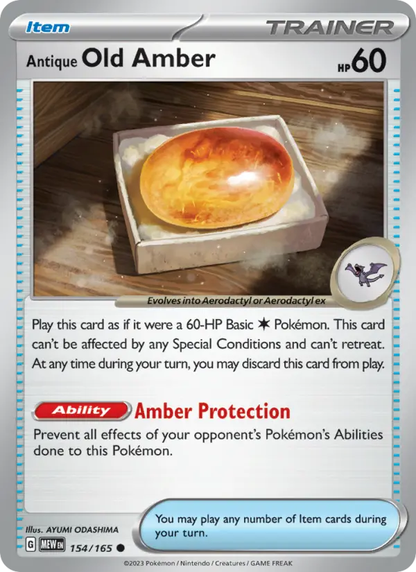 Antique Old Amber - 151 Pokemon Card