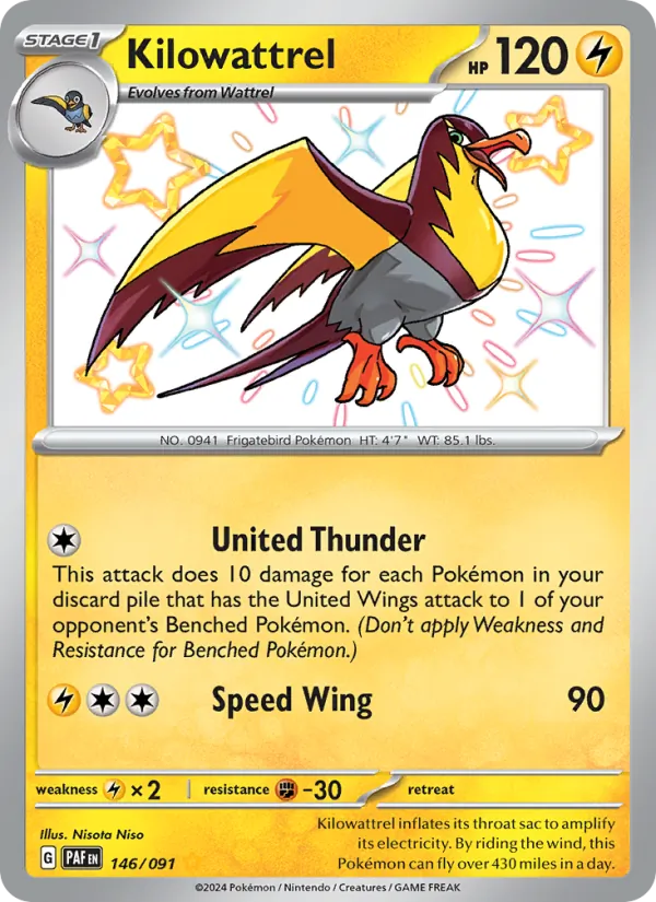 Kilowattrel - Paldean Fates Pokemon Card