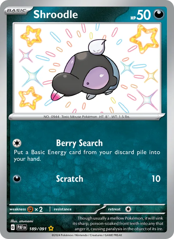 Shroodle - Paldean Fates Pokemon Card