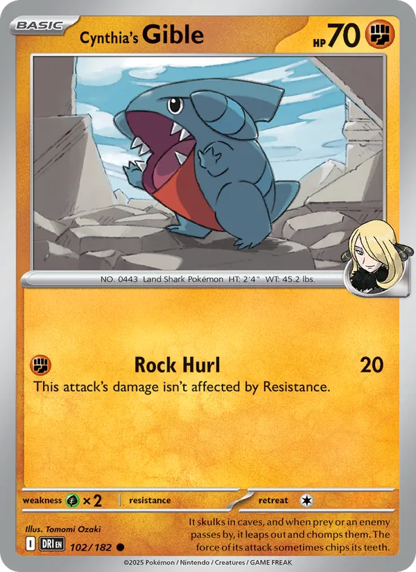 Cynthia's Gible - Destined Rivals Pokemon Card