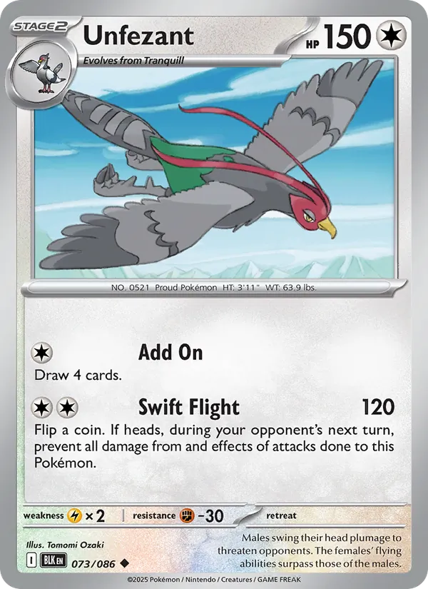 Unfezant - Black Bolt Pokemon Card