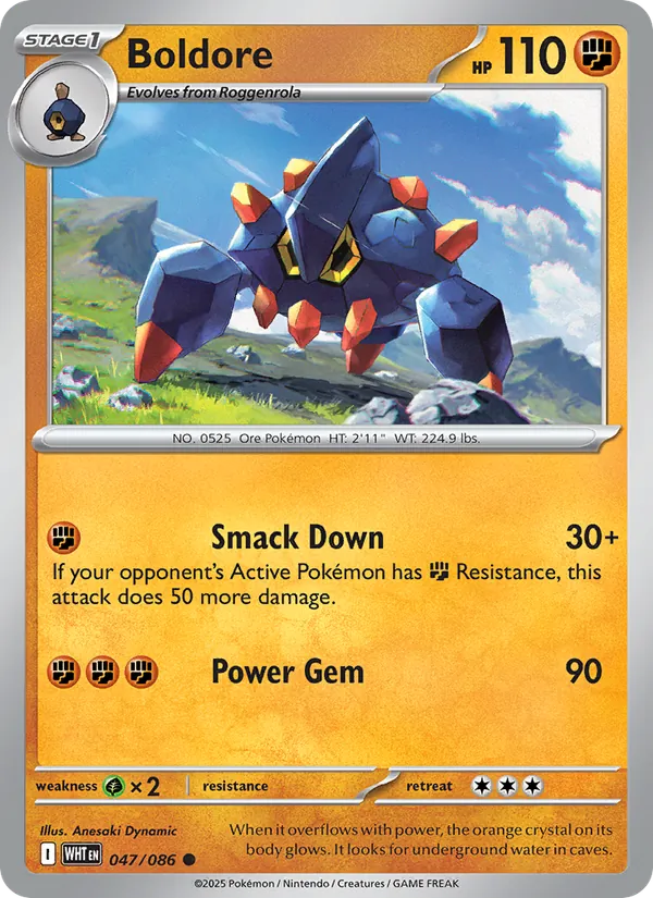 Boldore - White Flare Pokemon Card