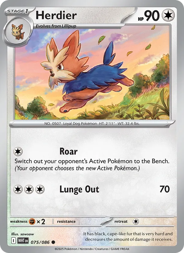Herdier - White Flare Pokemon Card