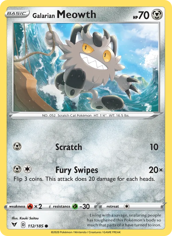 Galarian Meowth - Vivid Voltage Pokemon Card