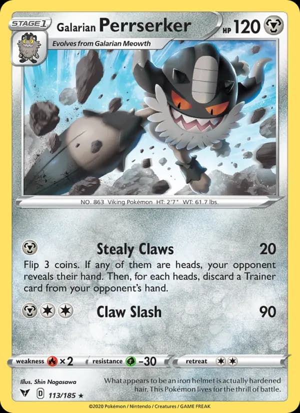 Galarian Perrserker - Vivid Voltage Pokemon Card