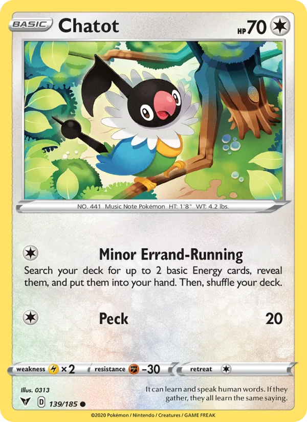 Chatot - Vivid Voltage Pokemon Card