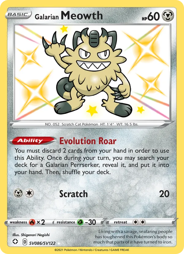 Galarian Meowth - Shining Fates Pokemon Card