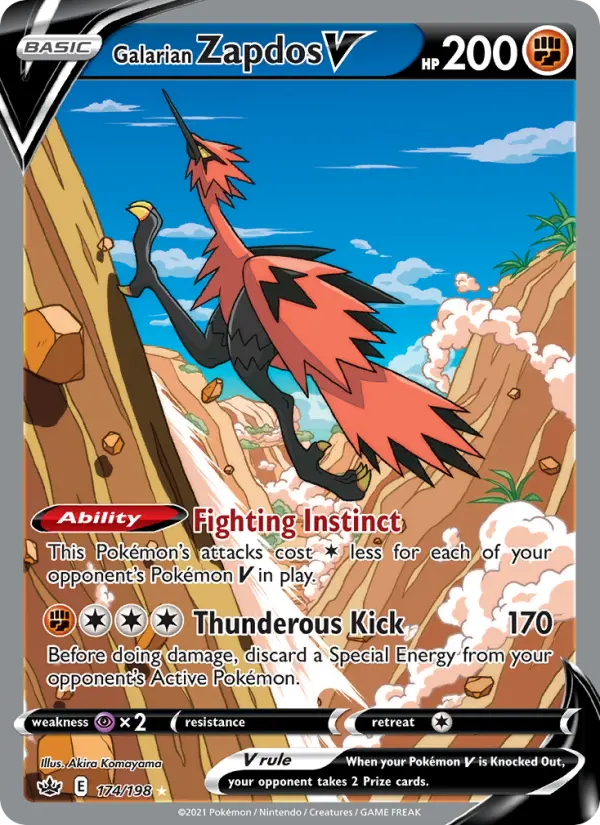 Galarian Zapdos V - Chilling Reign Pokemon Card