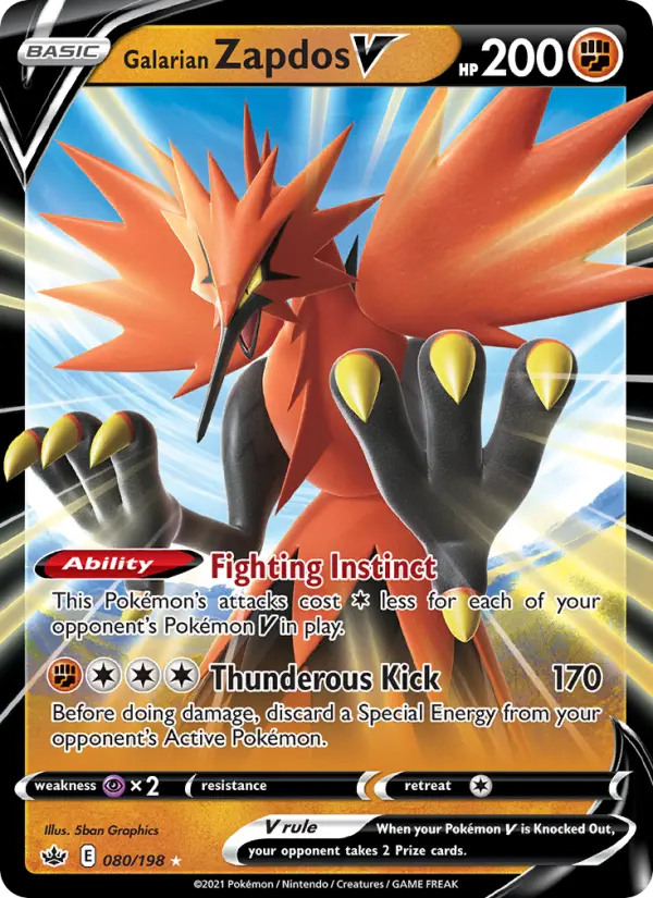 Galarian Zapdos V - Chilling Reign Pokemon Card