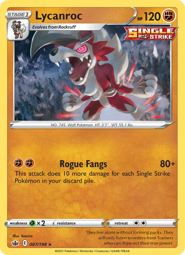 Lycanroc - Chilling Reign Pokemon Card