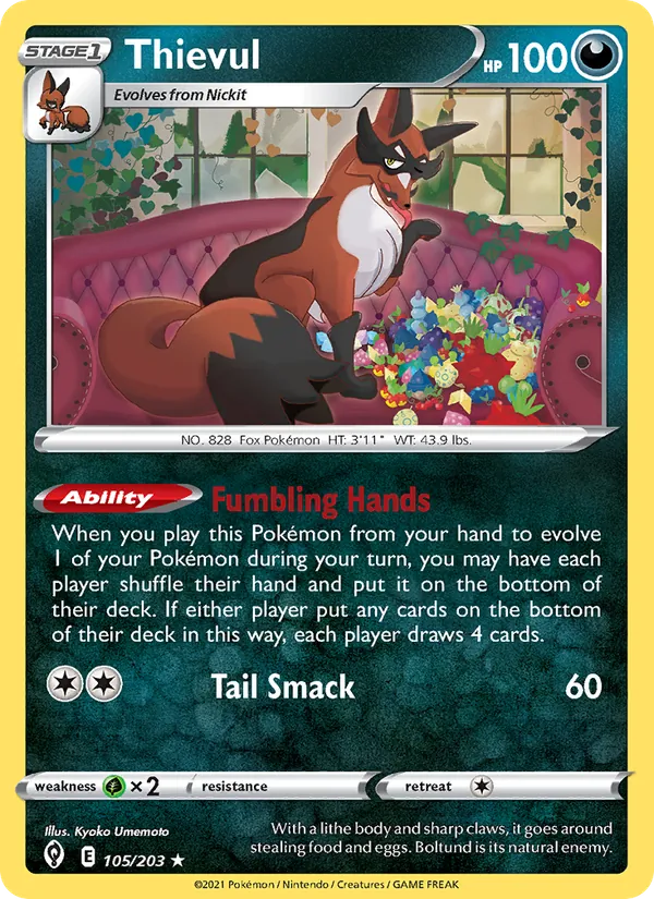 Thievul - Evolving Skies Pokemon Card