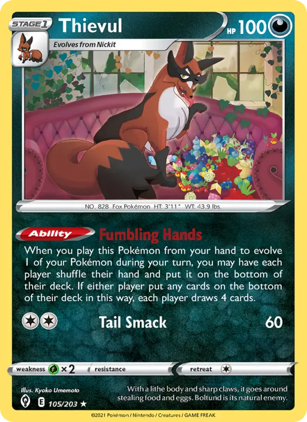Thievul - Evolving Skies Pokemon Card