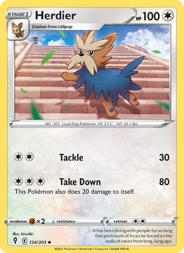 Herdier - Evolving Skies Pokemon Card
