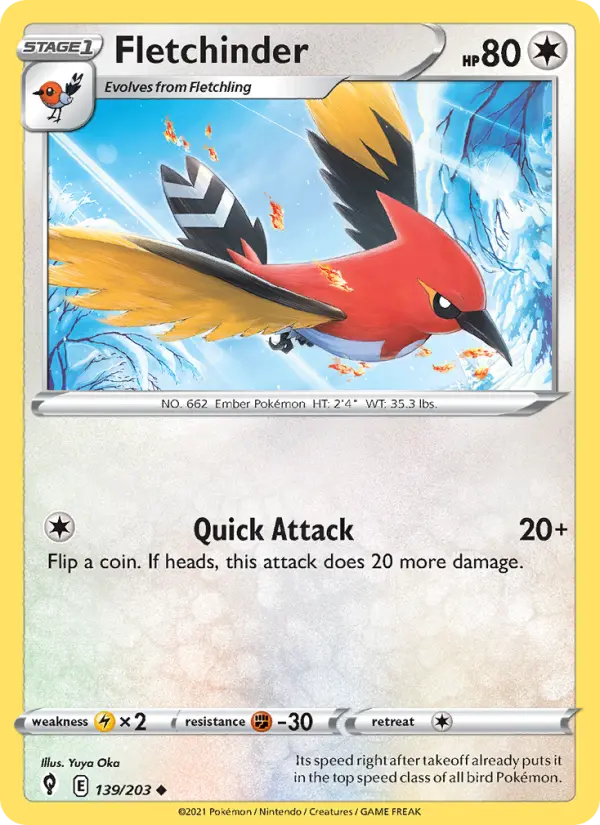 Fletchinder - Evolving Skies Pokemon Card