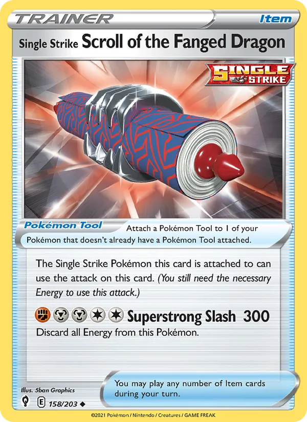 Single Strike Scroll of the Fanged Dragon - Evolving Skies Pokemon Card