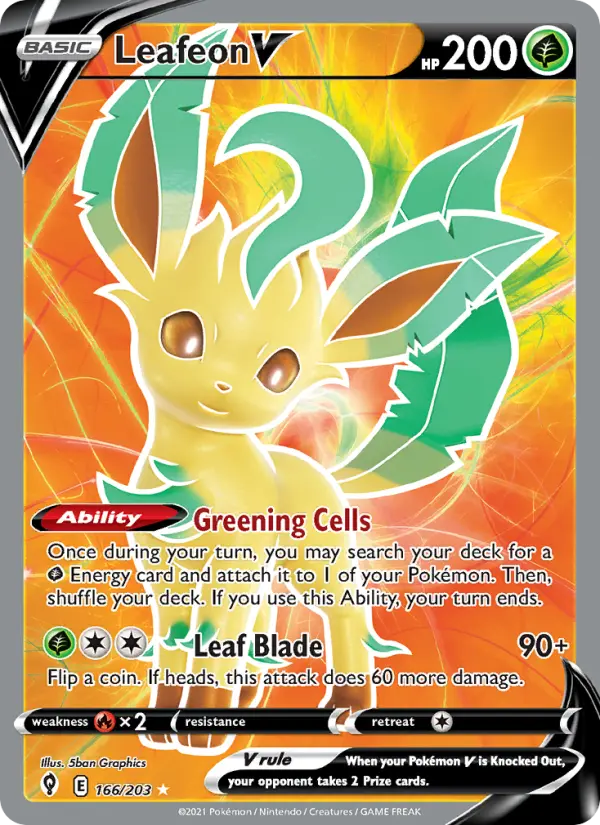 Leafeon V - Evolving Skies Pokemon Card