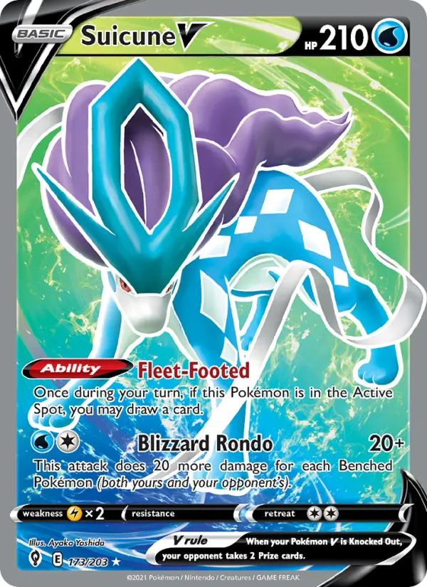 Suicune V - Evolving Skies Pokemon Card