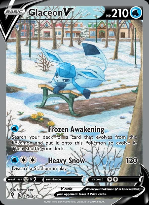Glaceon V - Evolving Skies Pokemon Card