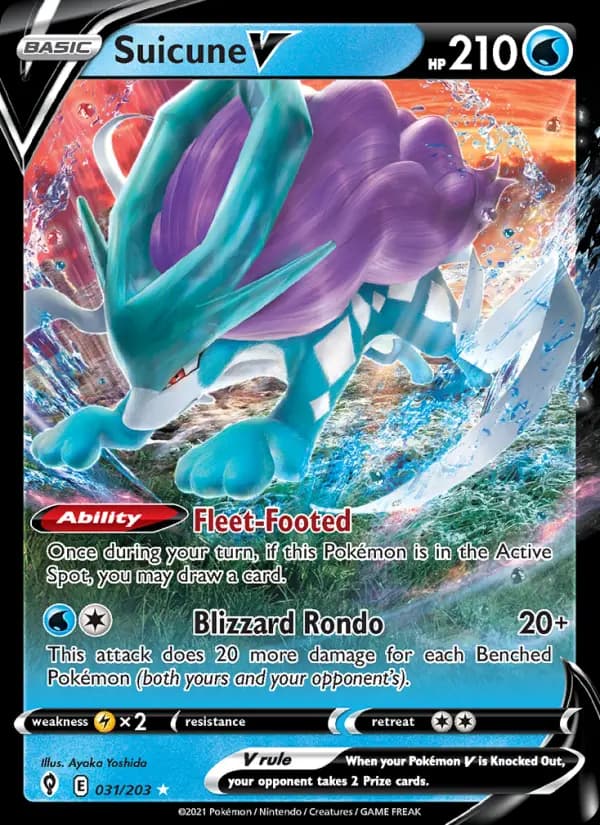 Suicune V - Evolving Skies Pokemon Card