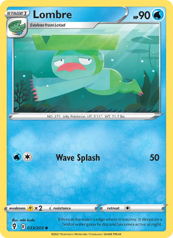 Lombre - Evolving Skies Pokemon Card
