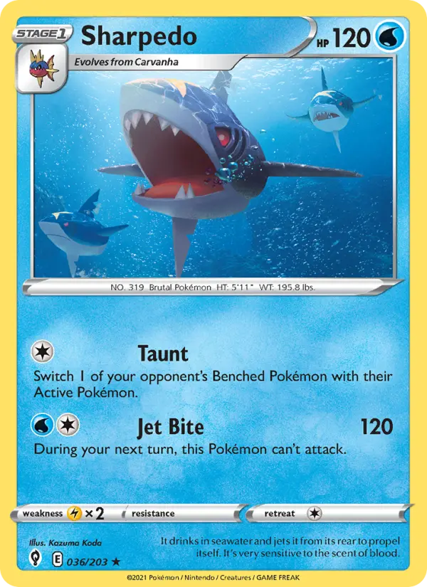 Sharpedo - Evolving Skies Pokemon Card