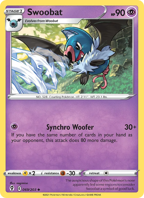 Swoobat - Evolving Skies Pokemon Card
