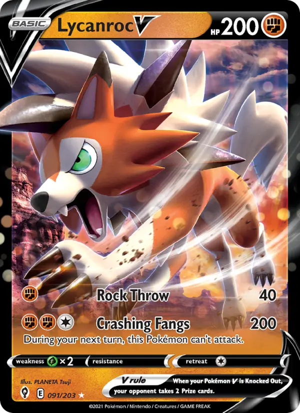 Lycanroc V - Evolving Skies Pokemon Card