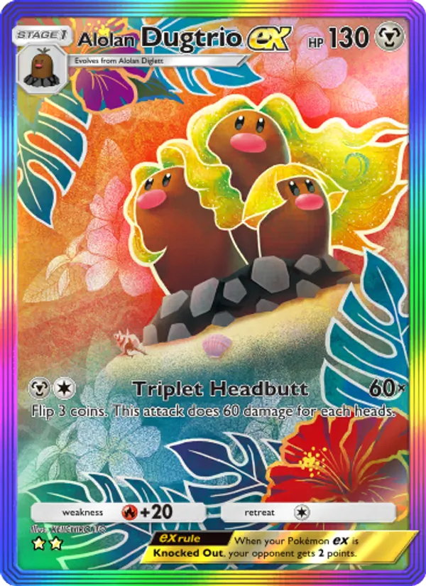 Alolan Dugtrio ex - Extradimensional Crisis Pokemon Card