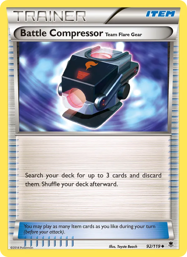 Battle Compressor Team Flare Gear - Phantom Forces Pokemon Card