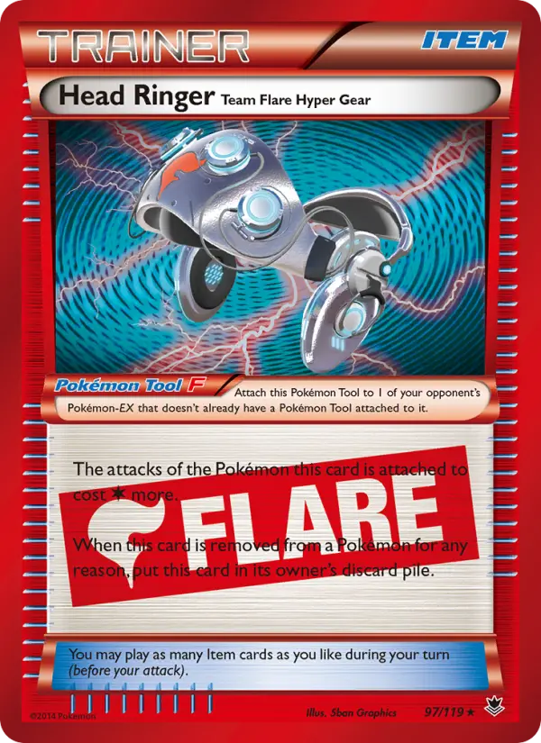 Head Ringer Team Flare Hyper Gear - Phantom Forces Pokemon Card