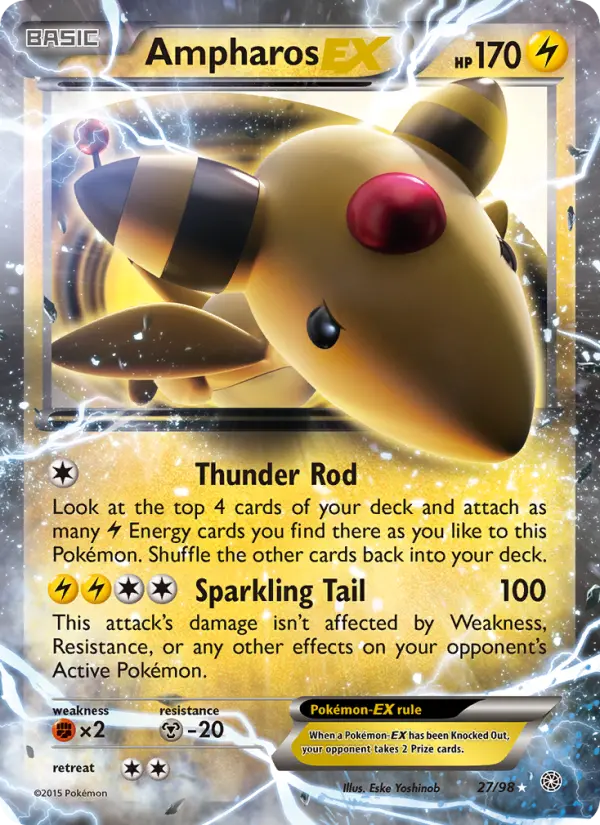 Ampharos EX - Ancient Origins Pokemon Card